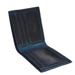Pull-up Leather Wallet CH19 – Black/Teal - Image 4